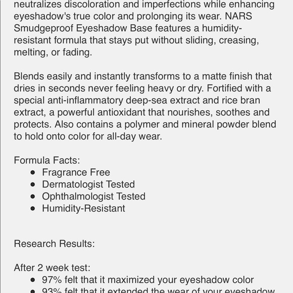 🆕 NARS smudge proof eyeshadow base - Picture 3 of 3